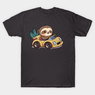 Cute Sloth driving a Car - Adorable Sloth drawing T-Shirt